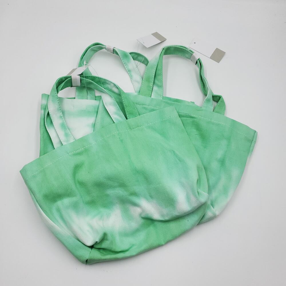BP. Bundle of 3 Small Green Mini Tie Dye Canvas Tote 